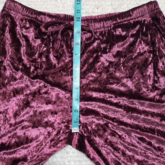 Rachel Zoe Crushed Velvet Lounge Pajama Pants Magenta Plum Medium - Picture 9 of 14